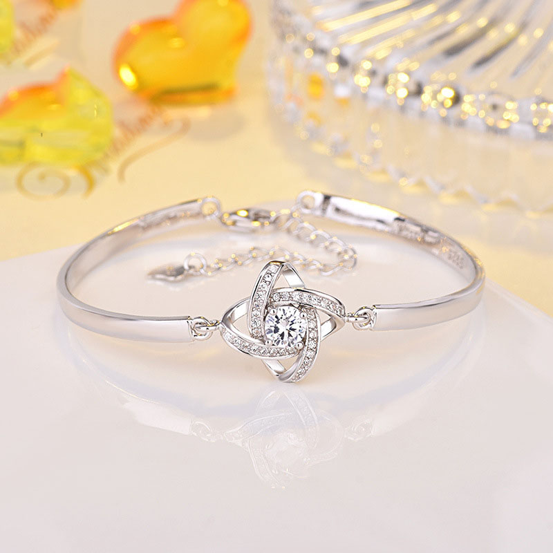 S925 Sterling Silver Four-Leaf Clover Bracelet