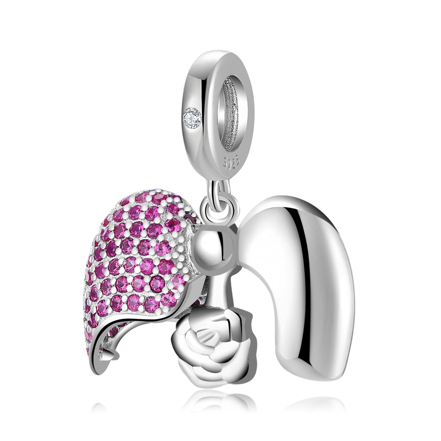 S925 Sterling Silver Red Rose Love Lock Bead Charm