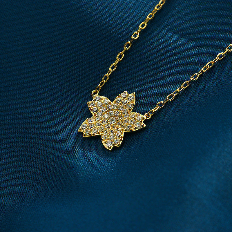 S925 Sterling Silver Diamond Flower Necklace for Women